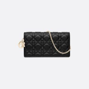 *Brand New LADY DIOR POUCH, Black Cannage Lambskin with Gold Hardware